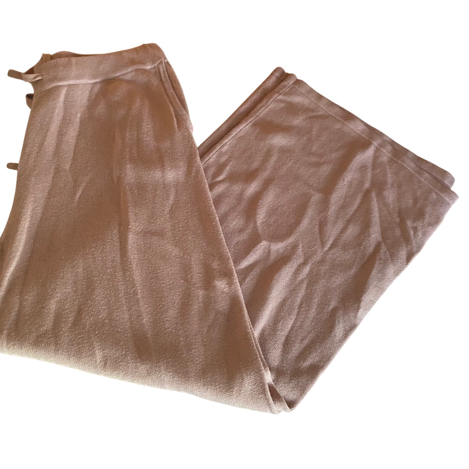 Haven Well Within Cotton Cashmere Wide Leg Knit Lounge Pants Beige Large Cozy